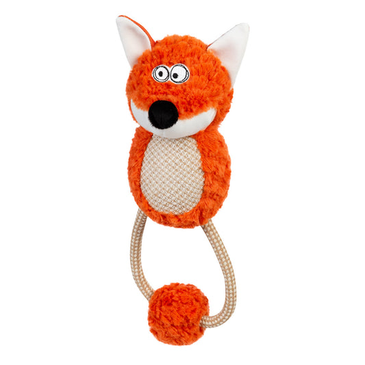 Іграшка для собак лиса з пискавкою та мотузкою GiGwi ECO FRIENDZ