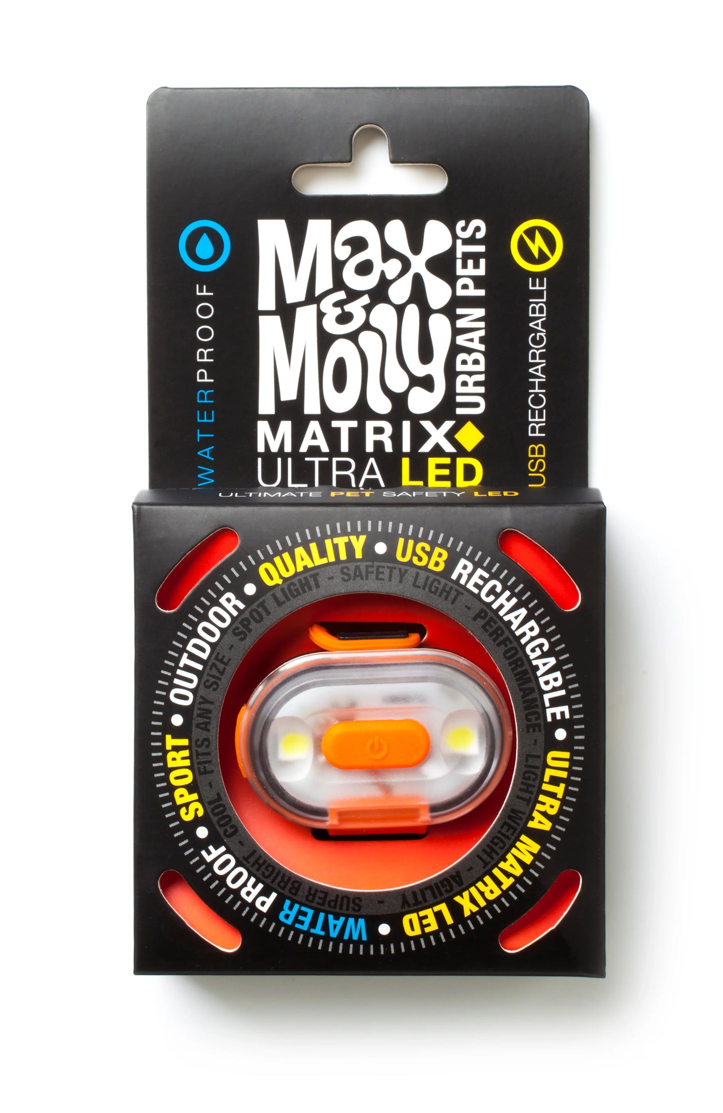 Світлодіодний ліхтарик для нашийників та шлей Orange Max&Molly