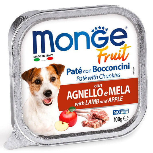 Паштет зі шматочками м’яса (ягня та яблуко) Monge Dog Wet FRUIT 100 г