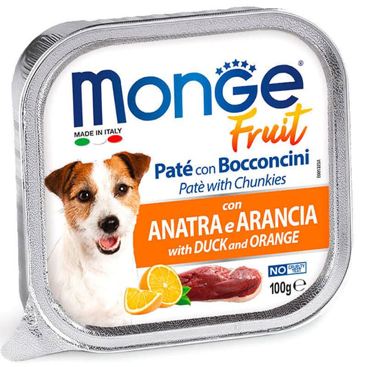 Паштет зі шматочками м’яса (качка з апельсином) Monge Dog Wet FRUIT 100 г