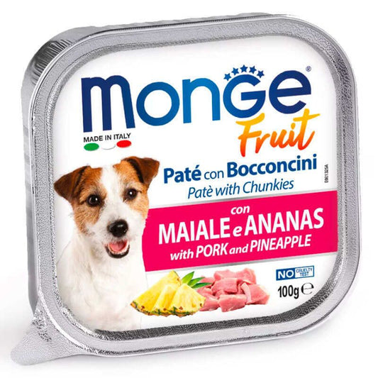 Паштет зі шматочками м’яса (свинина з ананасом) Monge Dog Wet FRUIT 100 г