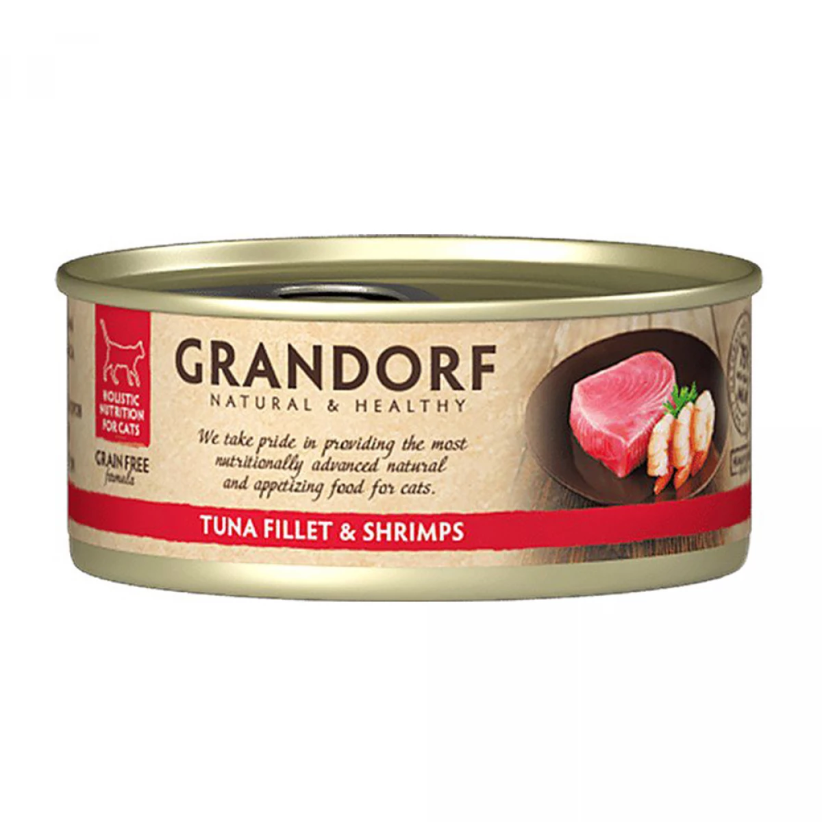 Вологий корм для котів філе тунця з креветками Grandorf TUNA FILLET & SHRIMPS 70 г