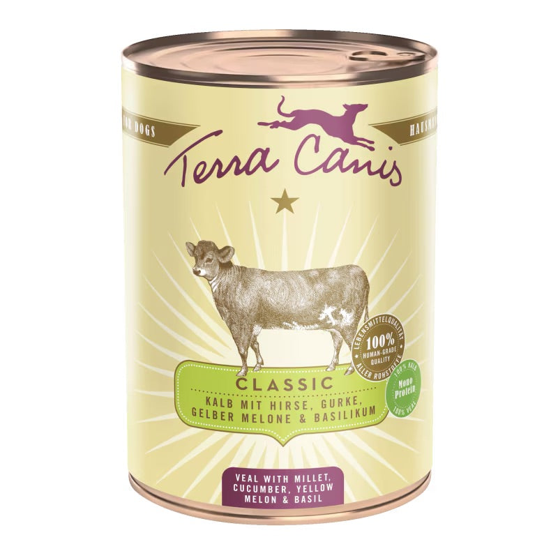 Вологий корм для собак телятина з пшоном, огірком та медовою динею Classic Menu Terracanis