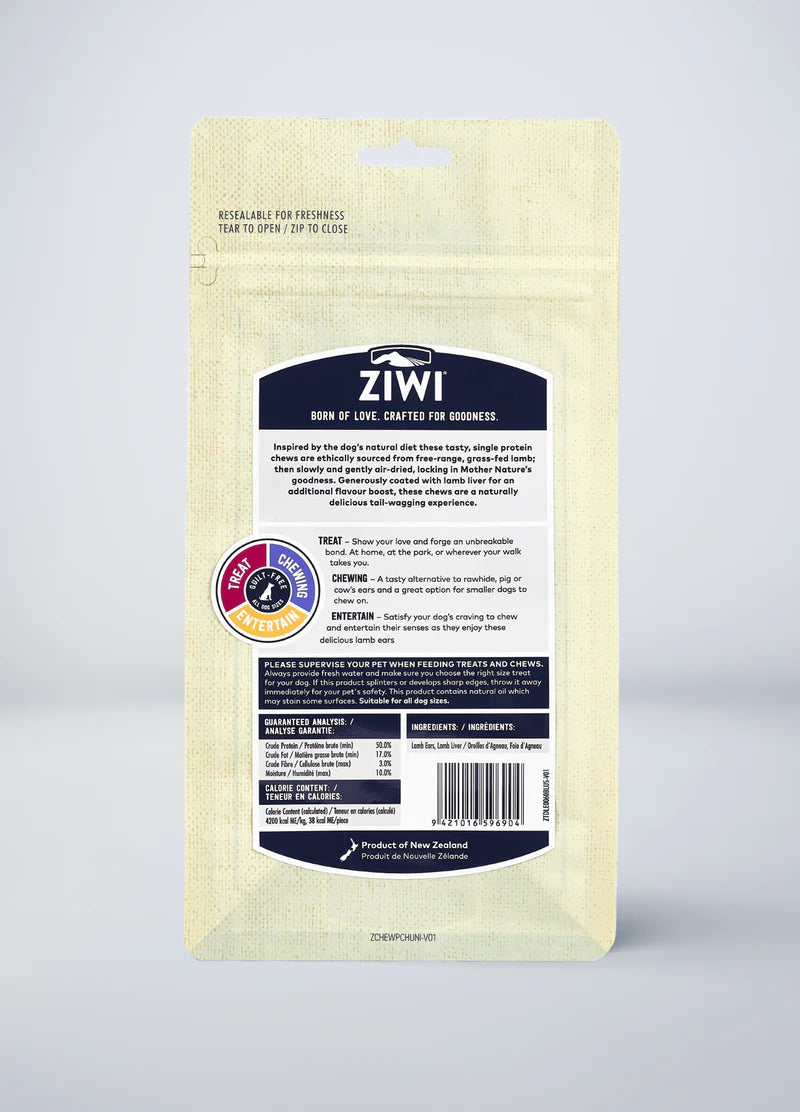 Натуральні смаколики 100% ягнячі вушка з печінковим покриттям Ziwi 60 г